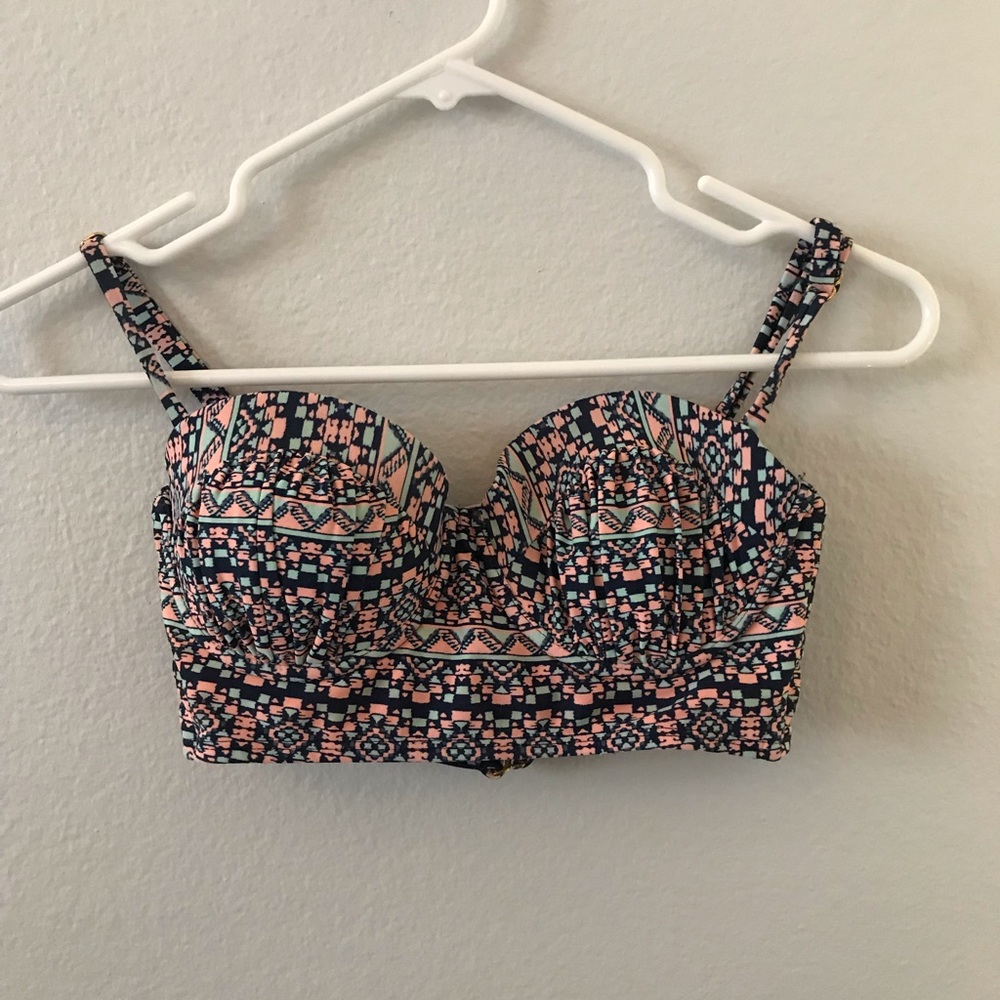 Pink and Blue Padded Bikini Top